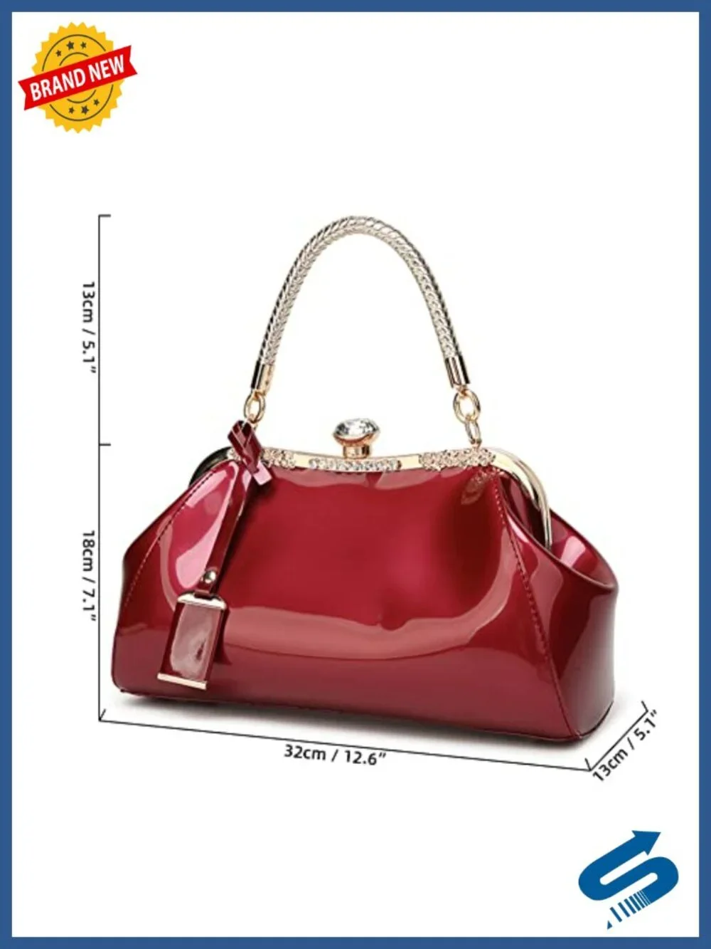 Glossy Patent Leather Top Handle Satchel Tote Bag for Women Evening Shoulder Bag